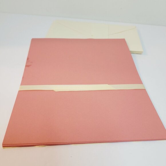 Vtg Mix Hallmark Scalloped Floral Pink Rose Stationary Paper CLEAN w/Envelopes - Picture 4 of 4
